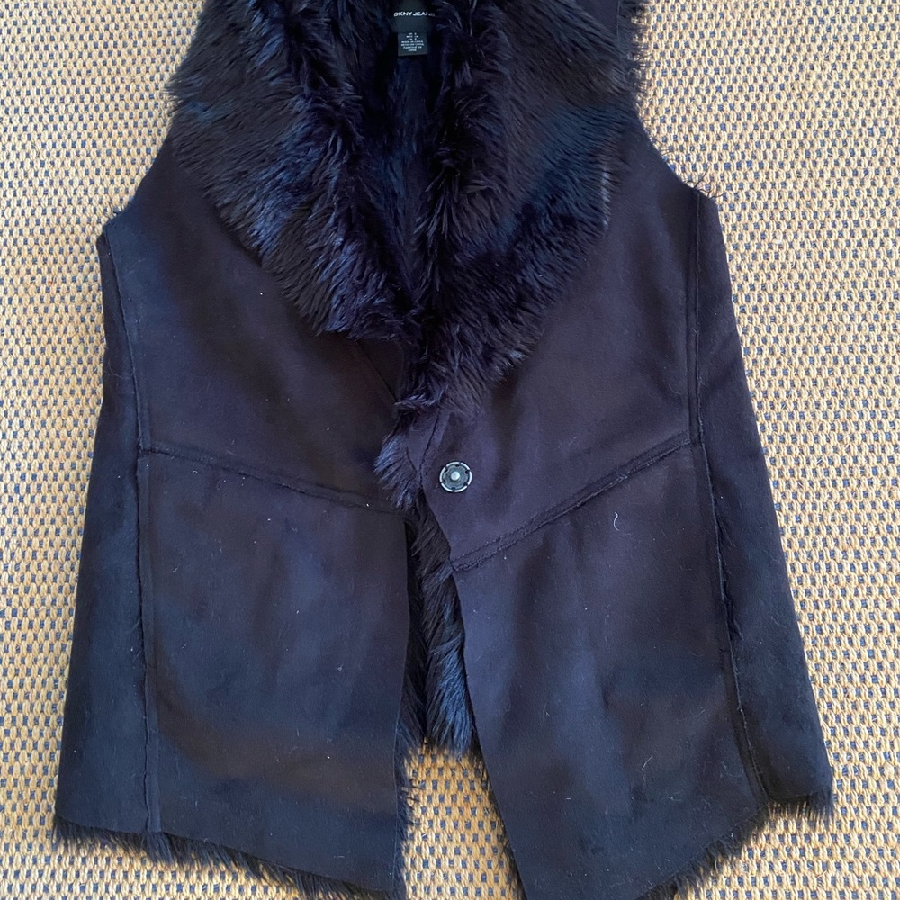 DKNY Faux suede and fur vest